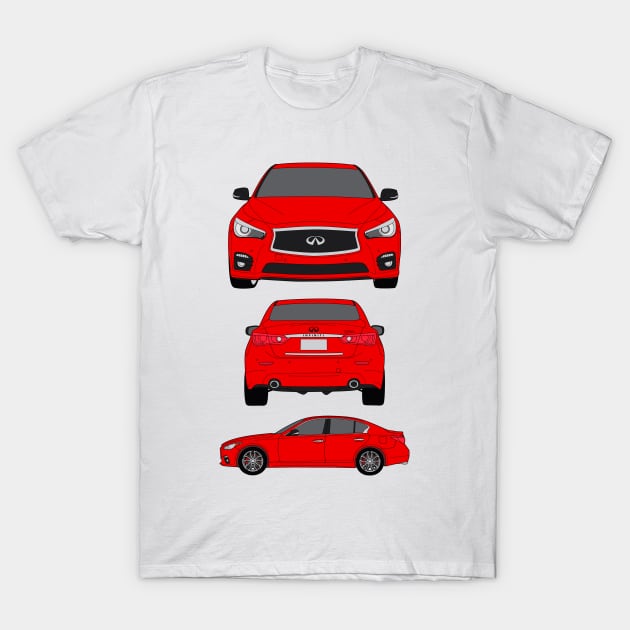 Red Infiniti Q50 T-Shirt by BoombasticArt